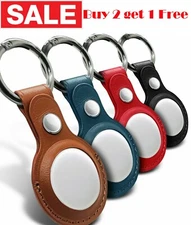 For Apple AirTag PU Leather Case Holder Loop Keyring Sleeve Cover Skins Air Tag