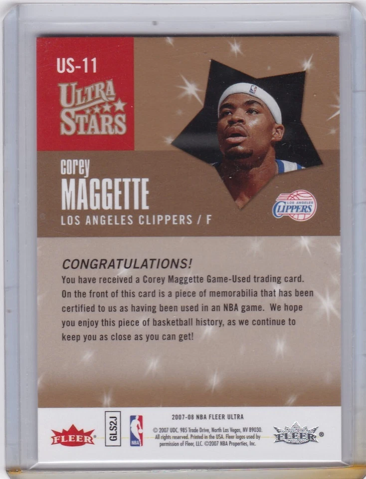 2007 Fleer Ultra Stars Jersey Card #US-11 Corey Maggette - NM-Mt - Image 2 of 2