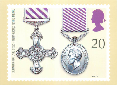 Postcard Stamp of Distinguished Flying Cross and Medal by John Gibbs