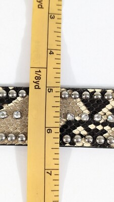 José Luis Western Haircalf Belt Studded Rhinestone Buckle Size 32 Studded Rhinestone Snake Skin Western Leather Belt Vintage  main image 2
