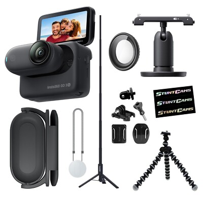 Insta360 4K GO 3S Black 128GB Camera WiFi Mini Waterproof Camera + Tripod Stick