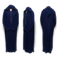 Men's Moroccan Rich Soft Cotton Navy Blue Hooded Thobe Jubba Djellaba