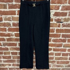 St John Basics Black Knit Straight Leg Trouser Dress Pants Pull On Sz 6 P