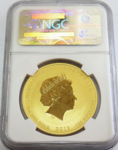 2013 GOLD AUSTRALIA 1oz $100 DOLLAR LUNAR YEAR OF SNAKE COIN NGC MS69 - Picture 2 of 2