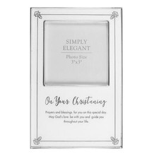 Christening Silver Plated Photo Frame 3' x 3' with Wording