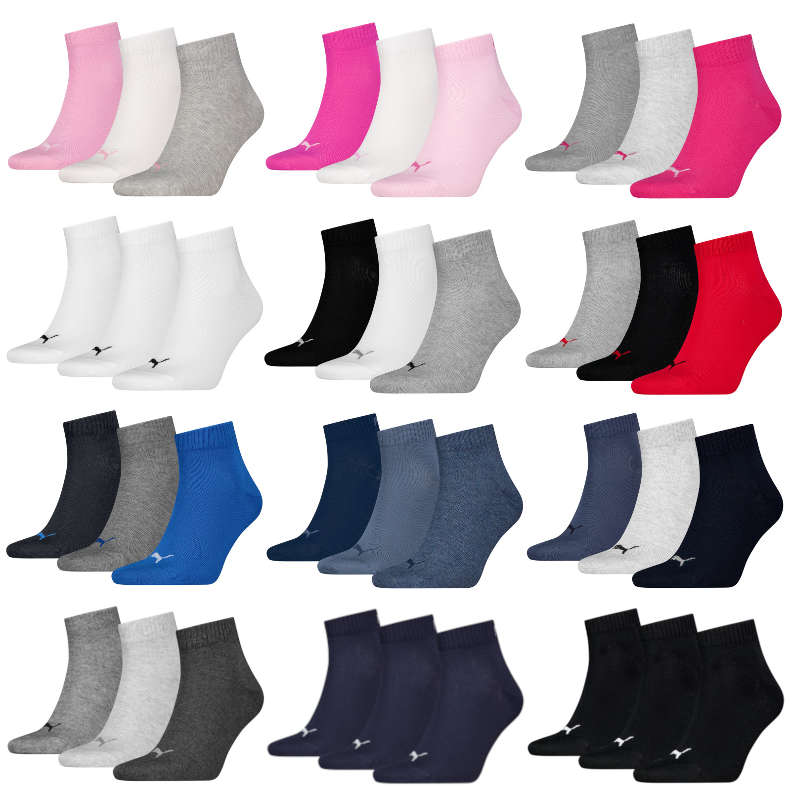 Calcetines deportivos de entrenamiento de tobillo PUMA cuartos unisex (3 paquetes de pares) comodidad diaria