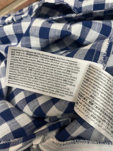 MAYORAL INDIGO GINGHAM COTTON ROMPER Girls Size 12 - Picture 7 of 8