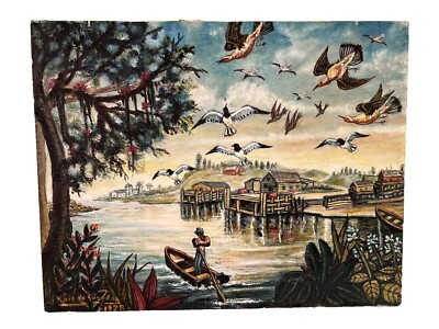 Original Oil Painting On Board River Scene Southern Bayou Luis De Góngāra, 1978