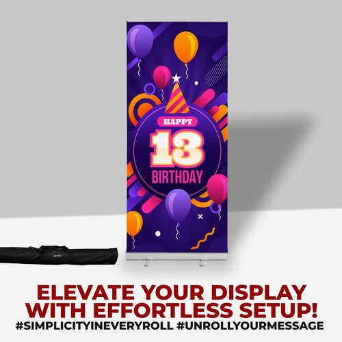 Birthday Sign Retractable Banner Stand | Backdrop Roll-up Banner Stand w/ Cover - Picture 9 of 174