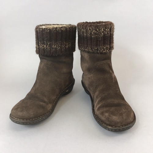Uggs Tejido De Gamuza Marrón De Cuero Tobillo Botas De Cuña Botines Forrado  Tire de US37 UK4.5 | eBay