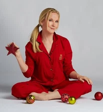 Lauren Ralph Lauren LN72383 Classic Knit Long Sleeve Notch Collar Pant PJ Set