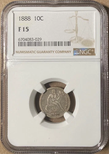 1888 NGC F15 Liberty Seated Dime 10c