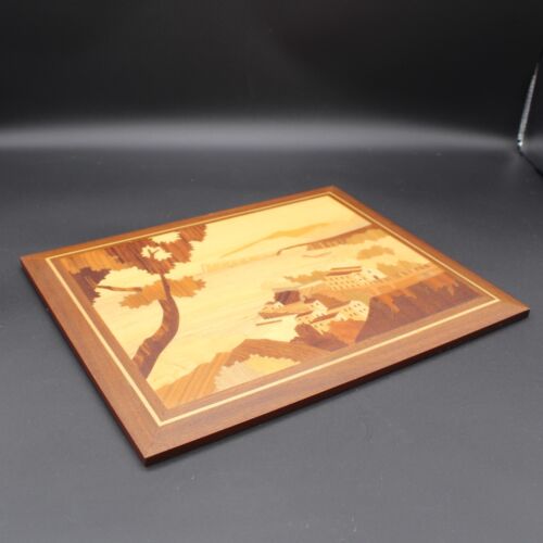 Scena paesaggio intarsiato legno intarsiato decorazione arte parete quadro legno Sorrento Italia - Foto 2 di 11