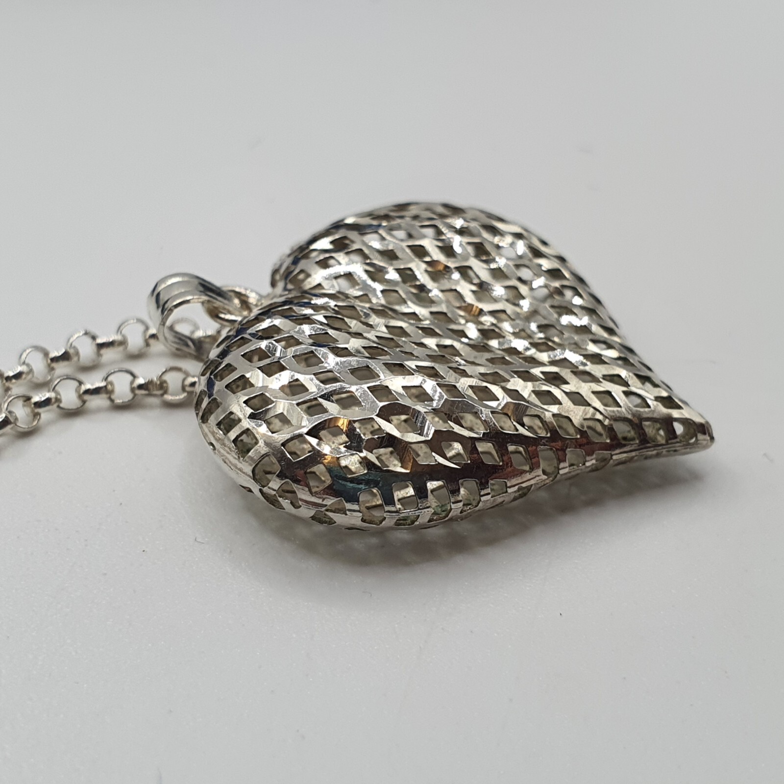 Photo 5 of Sterling Silver 3d Heart Necklace Pendant On 18" Chain (bd lot) N74