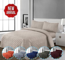3PCS Bedspread Embossed Quilted Bed Cover Single Double King Size Bedding Set