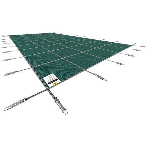 Rectangular Safety Mesh Swimming Pool Cover 18X32 FT Green Winter Outdoor - Picture 12 of 12