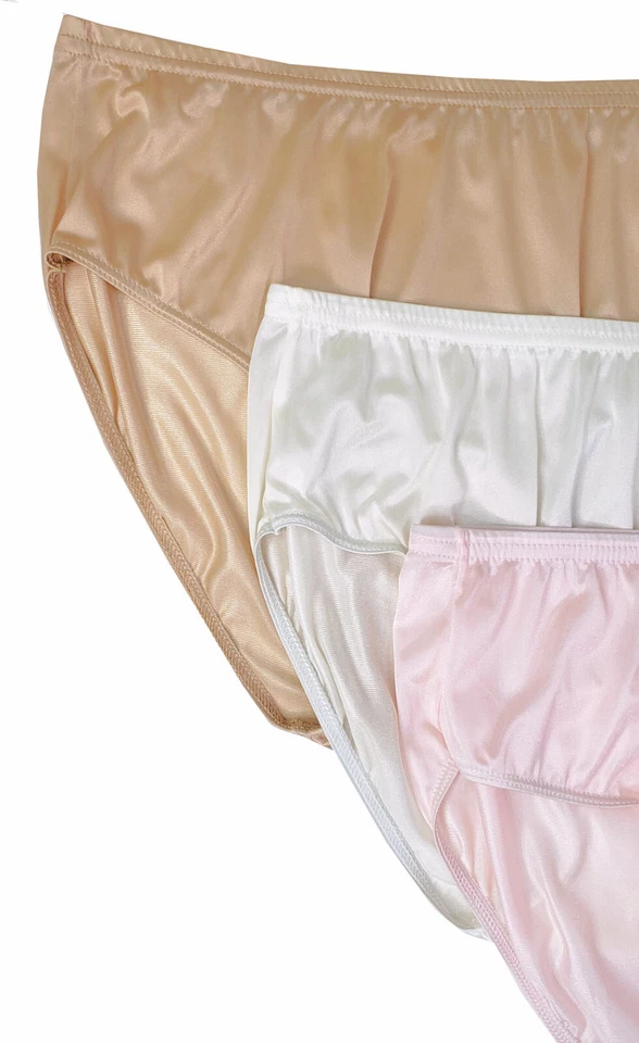 Ropa interior para mujer Shadowline rosa marfil desnudo hipster nailon bragas sedosas paquete de 3 Foto 2 de 4