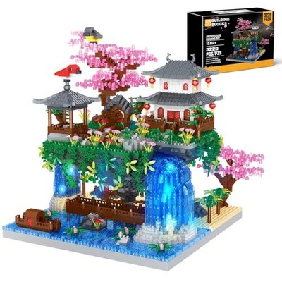  Peach Blossom Pond Building Blocks Set, Chinese Architecture Cherry Multicolor