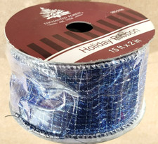 Enchanted Forest BLUE Holiday Ribbon 2" Wide x 15 ft Long Lot of 2 rolls 