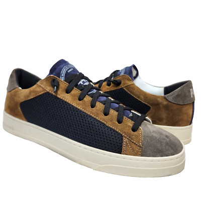P448 Jack Color Block Sneakers NEW! $315 Sz 10/43 Brown Khaki Suede Black Mesh