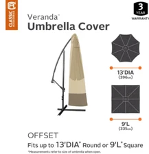 Classic Accessories Veranda Water-Resistant 13 Foot Offset Patio Umbrella Canopy