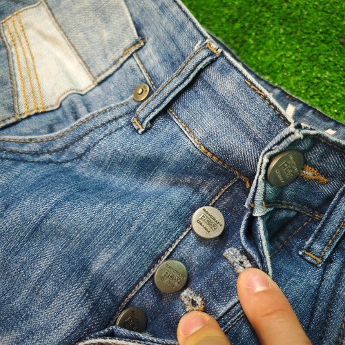 Pantalones de mezclilla Rawcraft para hombre 32 rectos lavado claro descolorido botón mosca barra extravagante - Imagen 4 de 16