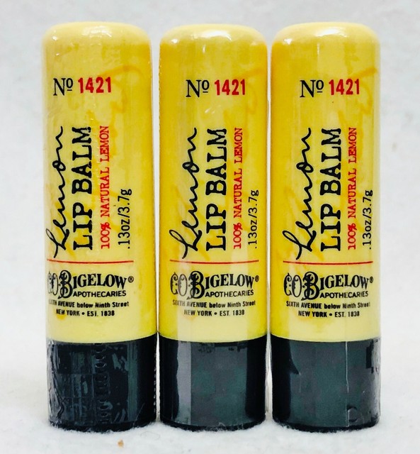3 Bath & Body Works CO Bigelow LEMON Lip Balm Stick Chap Natural Lemon