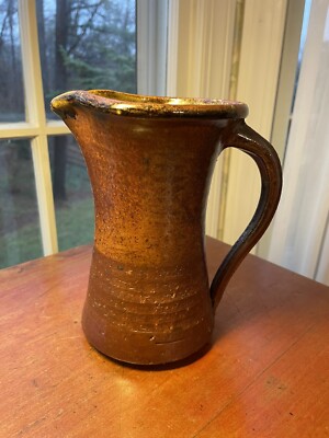 Studio Art Pottery Brown Stone ware Pitcher Signed  USA
