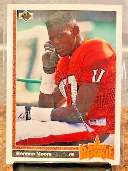 1991 Upper Deck Football HERMAN MOORE #17 Rookie Card RC - Detroit Lions WR