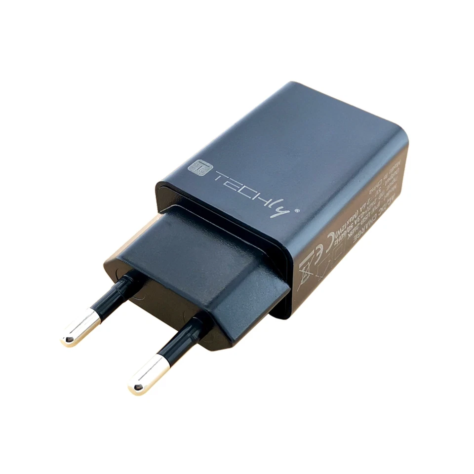 Techly Caricatore Alimentatore USB-A da Muro 5V 2.4A per Smartphone o Tablet