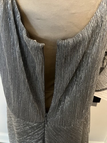 Halston Heritage Evening Collection Dress 14 Silver Flounce Multi Wear Party NWT - Picture 11 of 12