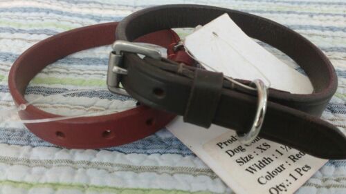 Hand Crafted fine slim bridle Leather Dog Collar xxxs small medium x large - Picture 2 of 3