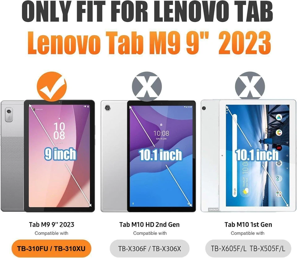 Cover Case for Lenovo Tab M9 9 inch 2023 TB-310XU TB-310FU with Screen Protector - Image 2 of 4
