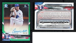 2018 Bowman Draft Chrome Pick Green Refractor /99 Owen White #CDA-OW Auto