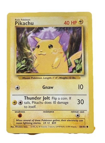 Pokémon Pikachu Base set First edition 58/102 Near Mint 