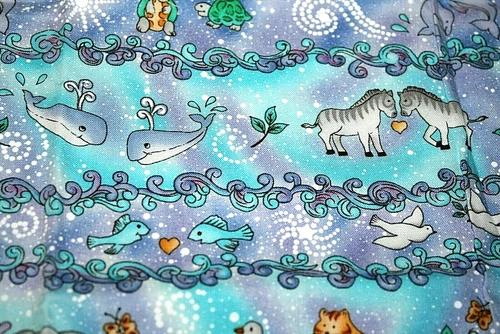 Whale Cotton Fabric Animals Dolphins Elephants Turtles 1/2 yard 18" x 44"  EE -= - product listing photo