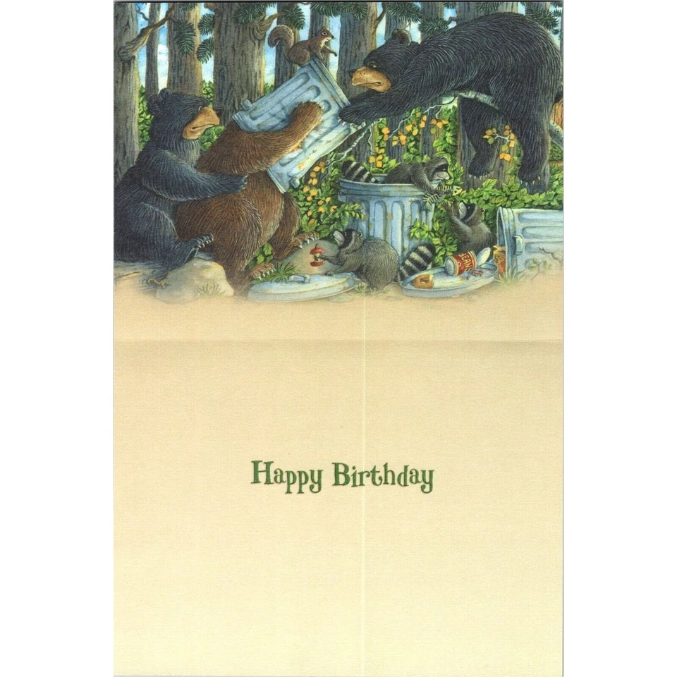 New Leanin' Tree Greeting Card Birthday Bear Jeffrey Severn "Garbage Gourmet" - Image 2 of 3