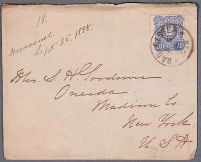 MayfairStamps Germany 1888 Elster to Oneida NY Cover cca_23765 - Image 1 of 2