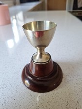 Small Wooden Turned Base With Metal Cuo