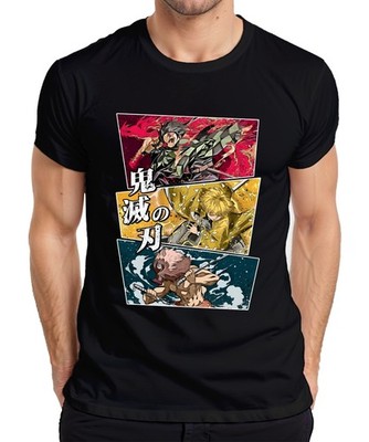 鬼滅の刃 Kimetsu no Yaiba Tanjiro Zenitsu Inosuke Anime Geschenk Herren T-Shirt