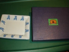 Shanghai Tang Blue & White Chair Design Bowl Dish 7"x6"x1.5"