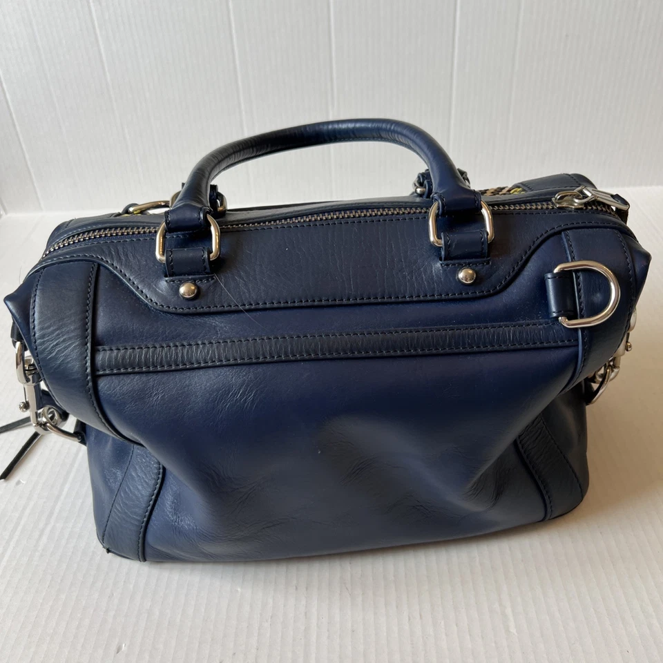 REBECCA MINKOFF Mab Blue Purple  Weave Leather Satchet  Bag Woven Tribal Beads - Image 3 of 4