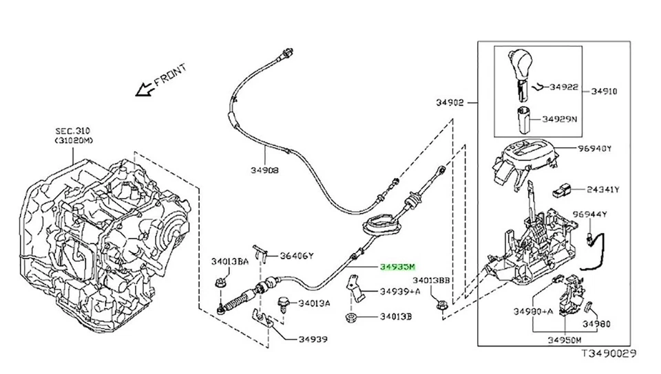 A/T CVT Shifter Control Cable Fit Nissan Micra K13 , Almera Versa Sunny N17 - Image 2 of 4