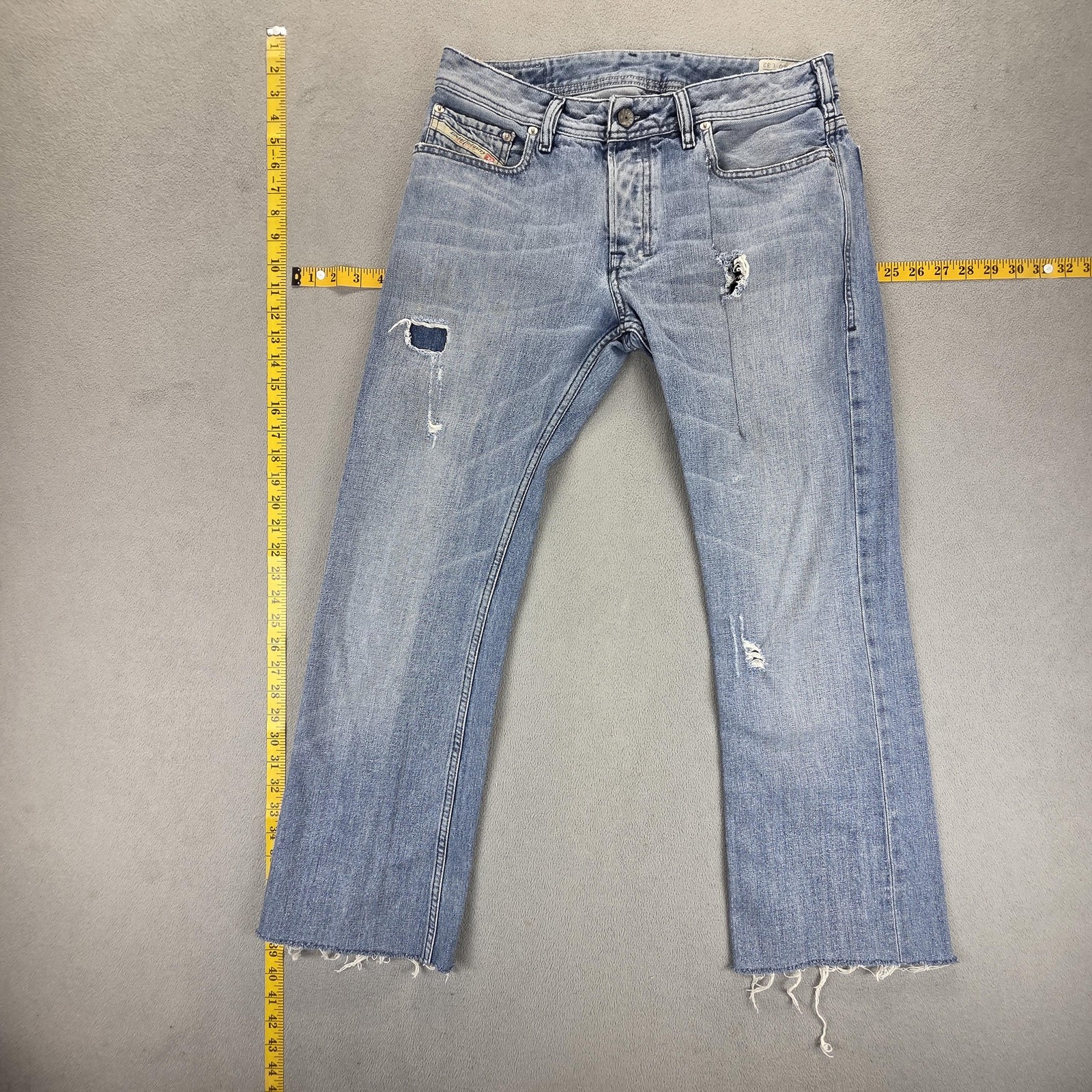 Diesel Jeans Mens 30x32 Blue Zatiny Altered Raw Hem Bootcut Button Fly 008TL
