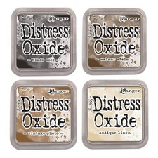 Tim Holtz Ranger Distress Oxide Ink Bundle - Four 3" x 3" Pads E : Black Soot,