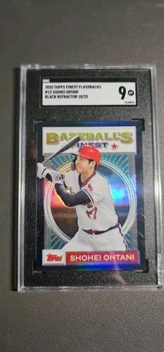 2020 Topps Finest Flashbacks Shohei Ohtani #13 Black Refractor /25 SGC 9