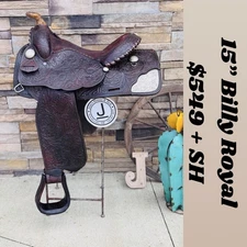 15” Billy Royal Saddle, Dark Oil, Silver, Vintage, Supple Leather, Arabian, 🍁