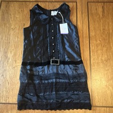 NWT Anna Sui for Target Black Gothic Satin Flapper Dress Peter Pan Collar Size M