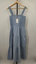 Quince 100% Organic Cotton Gauze Smocked Maxi Dress Ocean Breeze M