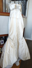 SIMONE CARVALLI BEADED IVORY STRAPLESS MERMAID WEDDING GOWN, SIZE 4-6